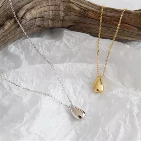 925 STERLING SILVER WATERDROP NECKLACE, NICE NECKLACE, CUTE NECKLACE - Picture 3 of 3
